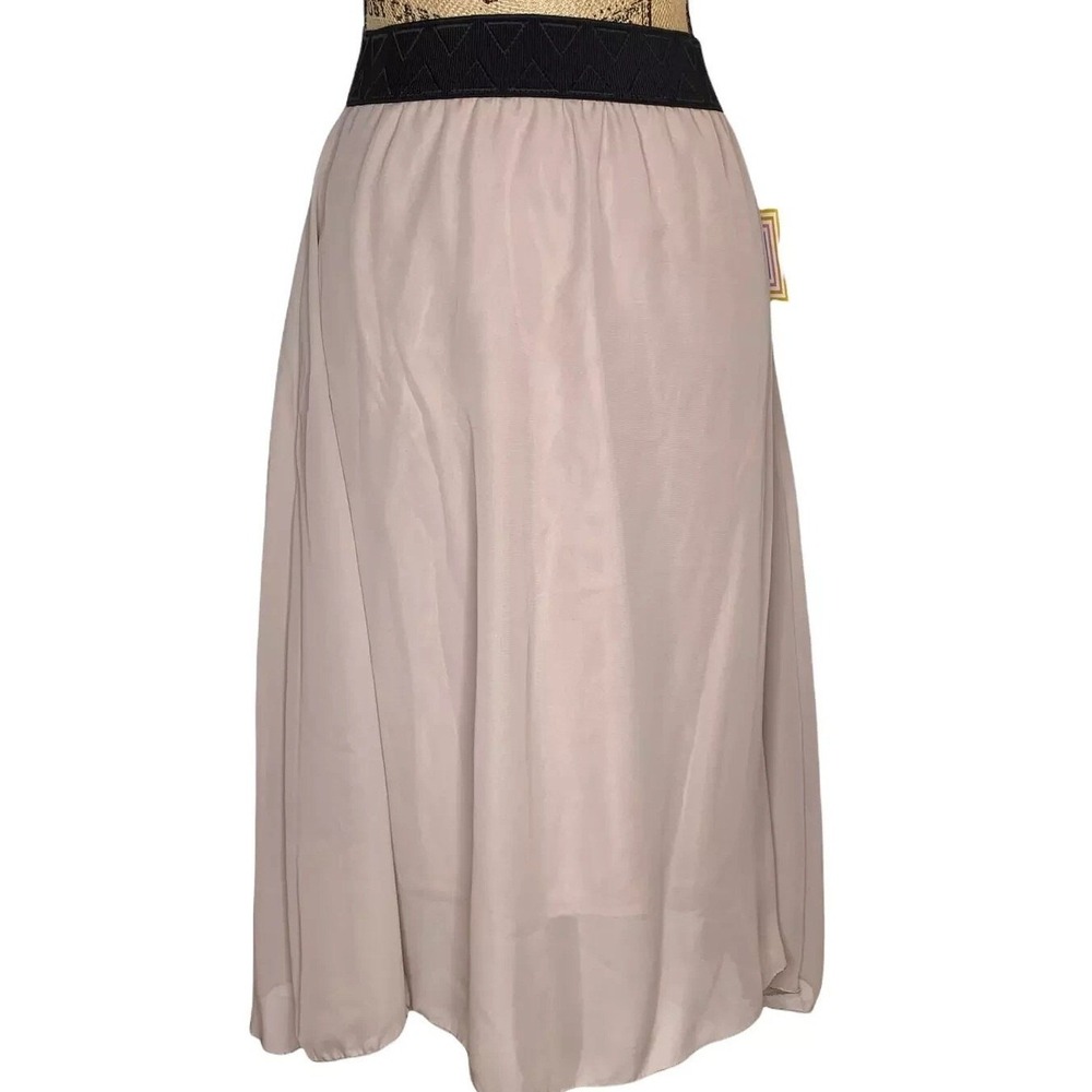 LuLaRoe‎ Lola Skirt Womens XS Taupe Beige Chiffon Midi Layered Elastic Waist NEW
